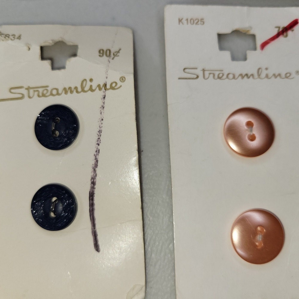 Vintage Streamline Buttons Lot 10 Cards ~ Navy White Aqua Brown Peach - Picture 6 of 8